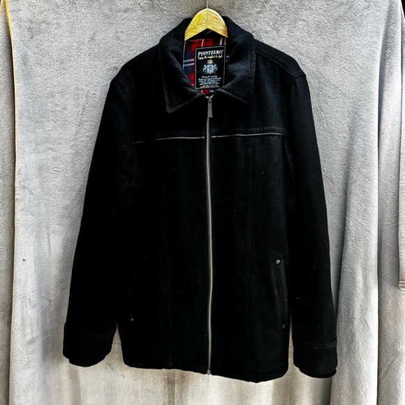 POINT ZERO Other - Point Zero Men’s Black Wool Blend Coat Bomber Timeless Classic Winter Warm Layer